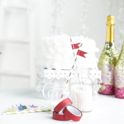 5 Pack 0.5"x5 Yards Burgundy Washi DIY Craft Glitter Tape