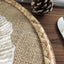 4-Pack Placemats Braided Edge Design Natural Burlap Jute Round - Rustic Farmhouse Style with Trim 15"