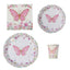 96 Pcs Paper Dinnerware Set with Butterfly Print White/Pink - Disposable Tableware Set with Plates, Cups, and Napkins