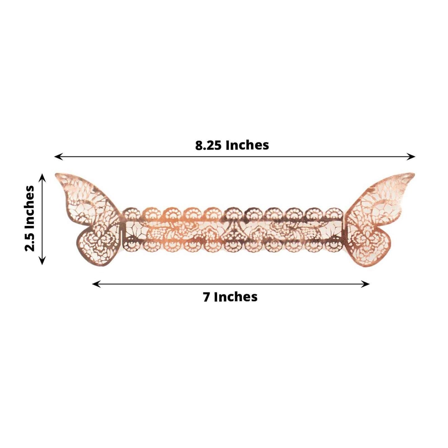 12-Pack Paper Napkin Rings Laser Cut Butterfly Metallic Rose Gold - Decorative Serviette Holders