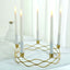 Round Wreath Taper Candelabra 5 Arm Gold Metal Decorative Centerpiece - Tabletop Candle Holder 12"
