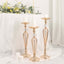 Set of 3 Metal Pedestal Stands with Crystal Ball Flower Bowl Design Gold - Pillar Candle Holders 20", 23", 25"