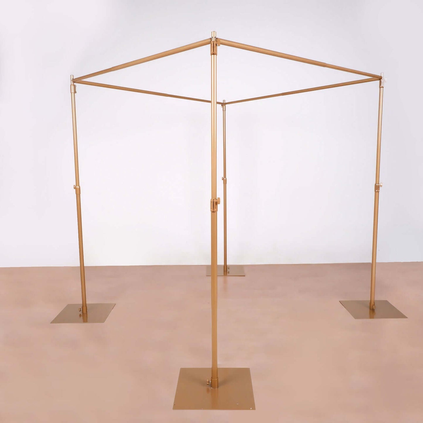 10ft 4-Post Gold Metal DIY Photography Backdrop Stand, Wedding Arch Canopy Tent