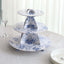 3-Tier Cardboard Cupcake Stand White with Blue French Toile Pattern - Reusable Dessert Display Stand Round Serving Platter for High-Tea Gatherings Weddings & Spring Celebrations 11"