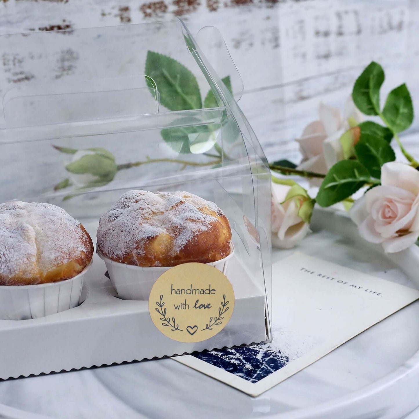 500Pcs 1.5â€ Handmade with Love Olive Branch Stickers Roll, Cookie and Bakery Box Labels - Round