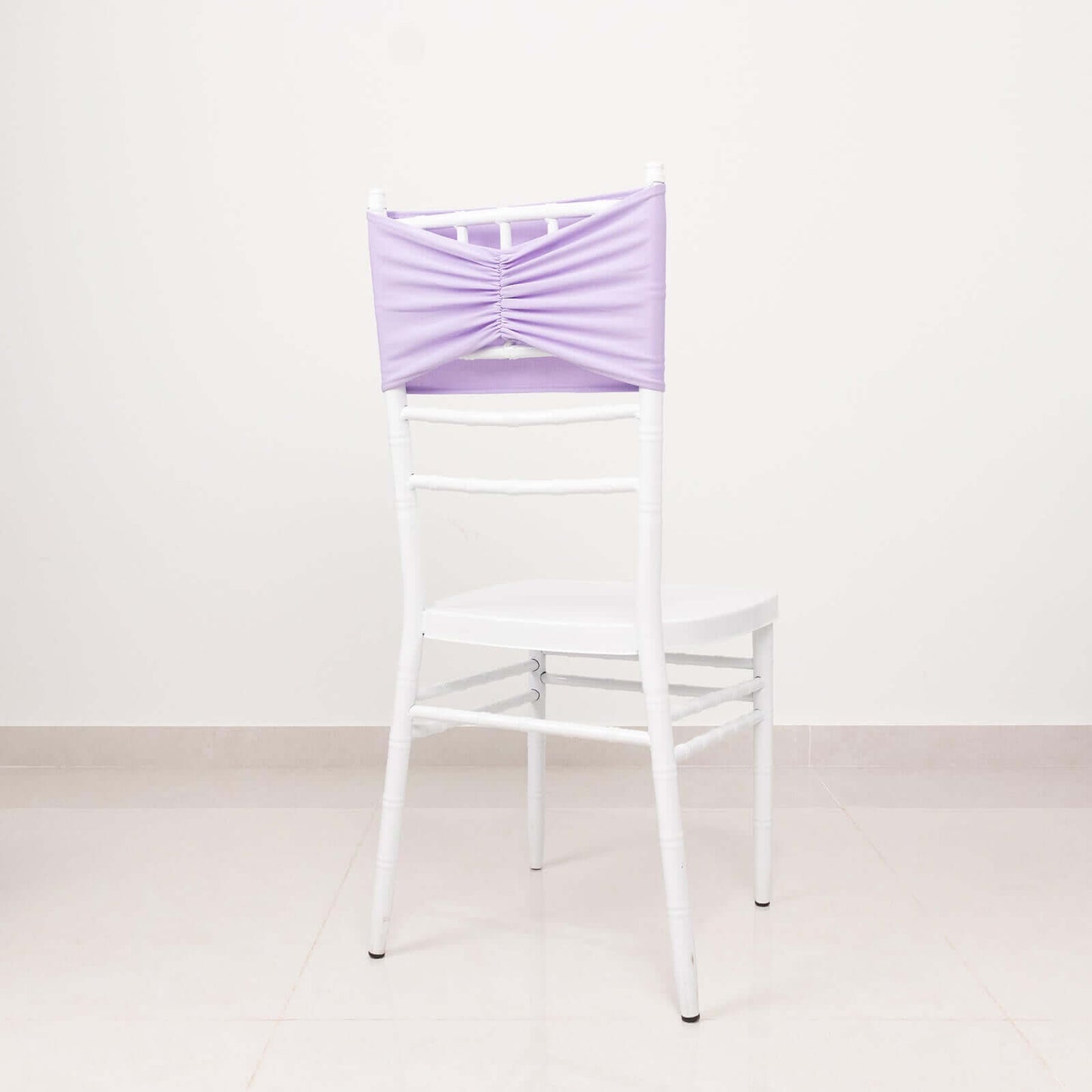 5 Pack Spandex Chair Sashes Lavender Lilac Ruffled Style - Wide Easy to Use Stretch Chair Bands 8"x13"
