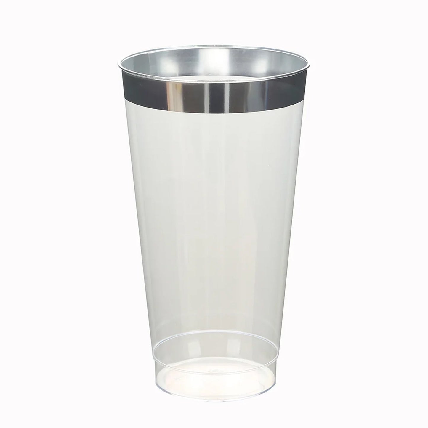 12-Pack Plastic Party Cups Clear with Silver Rim - Durable Disposable Tumblers for Drinks 17oz 5.5"