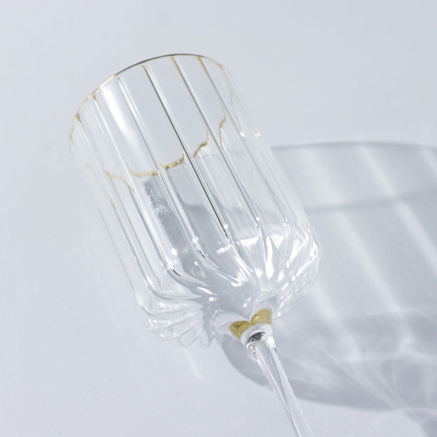 6-Pack Vintage Wine Goblet Glasses â€“ 10oz Ribbed Clear Glass with Gold Rim, Classic Table Drinkware for Cocktails or Beverages â€“ 8" Tall