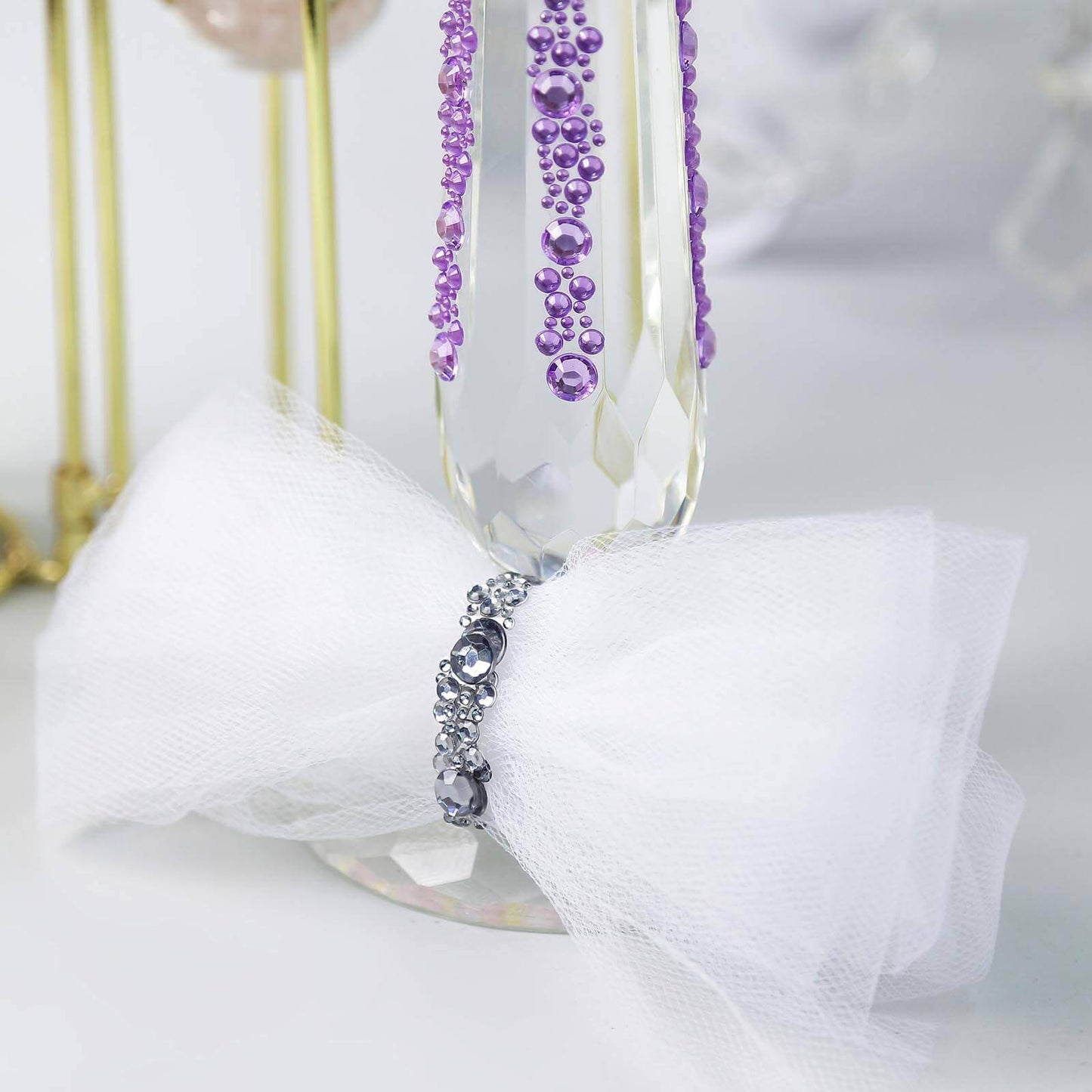 3 Pack Red Heptagon Self Adhesive Rhinestone Gem Craft Stickers