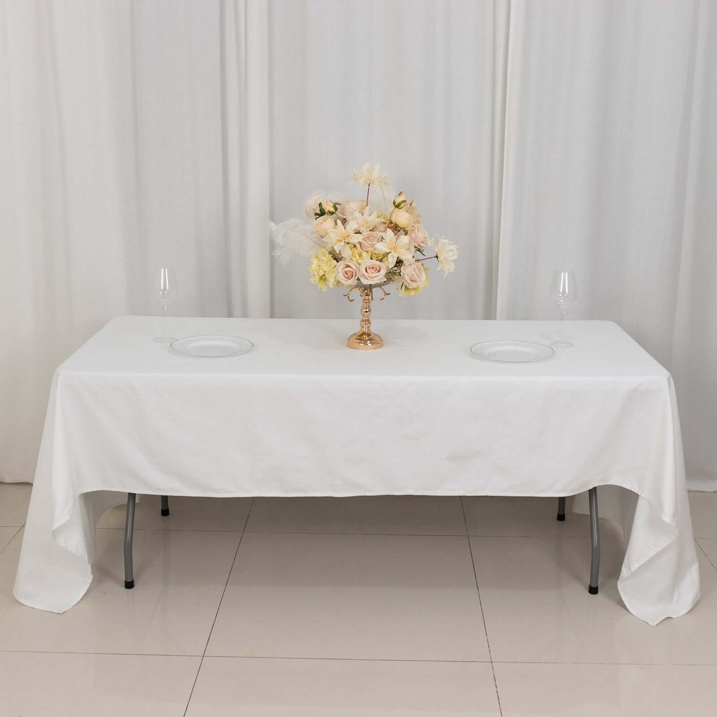 100% Cotton 60"x126" Rectangle Tablecloth White Linen - Sophisticated, Soft & Breathable Table Cover