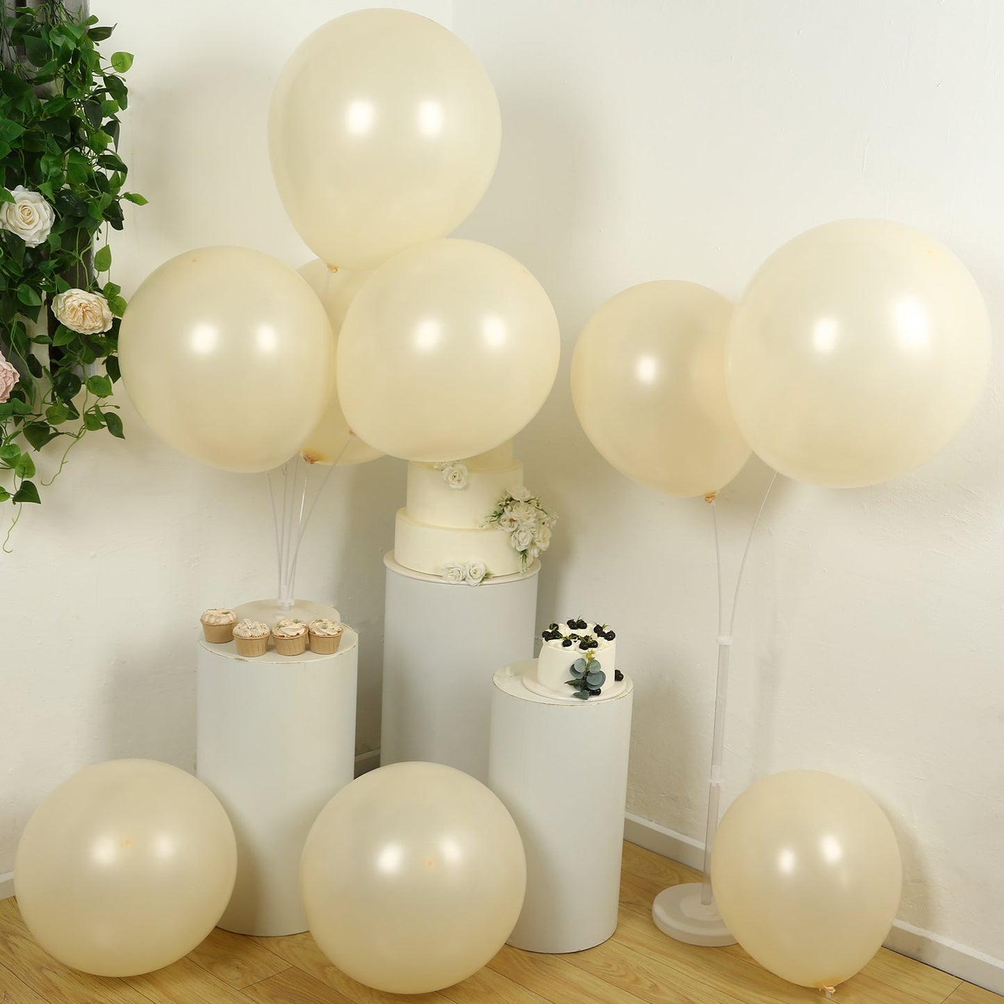 10 Pack Matte Pastel Cream Biodegradable Balloons 18", Round Eco-friendly Thick Latex Party Balloons