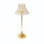 24" Tall Crystal Beaded Candle Stand â€“ Gold Metal Centerpiece with Lamp-Inspired Shade for Tables & Events