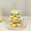 3-Tier Clear Plastic Cupcake Tower Stand with Gold Embossed Baroque Rim, 13" Round Cake Dessert Holder Display Stand Tiered Serving Tray with Top Handle