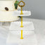 3-Tier Plastic Square Cupcake Stand Tower White - Charming Disposable Dessert Display Serving Tray Platter with Heart Wavy Edge & Gold Top Handle for Tea Parties Weddings & Special Occasions 13"