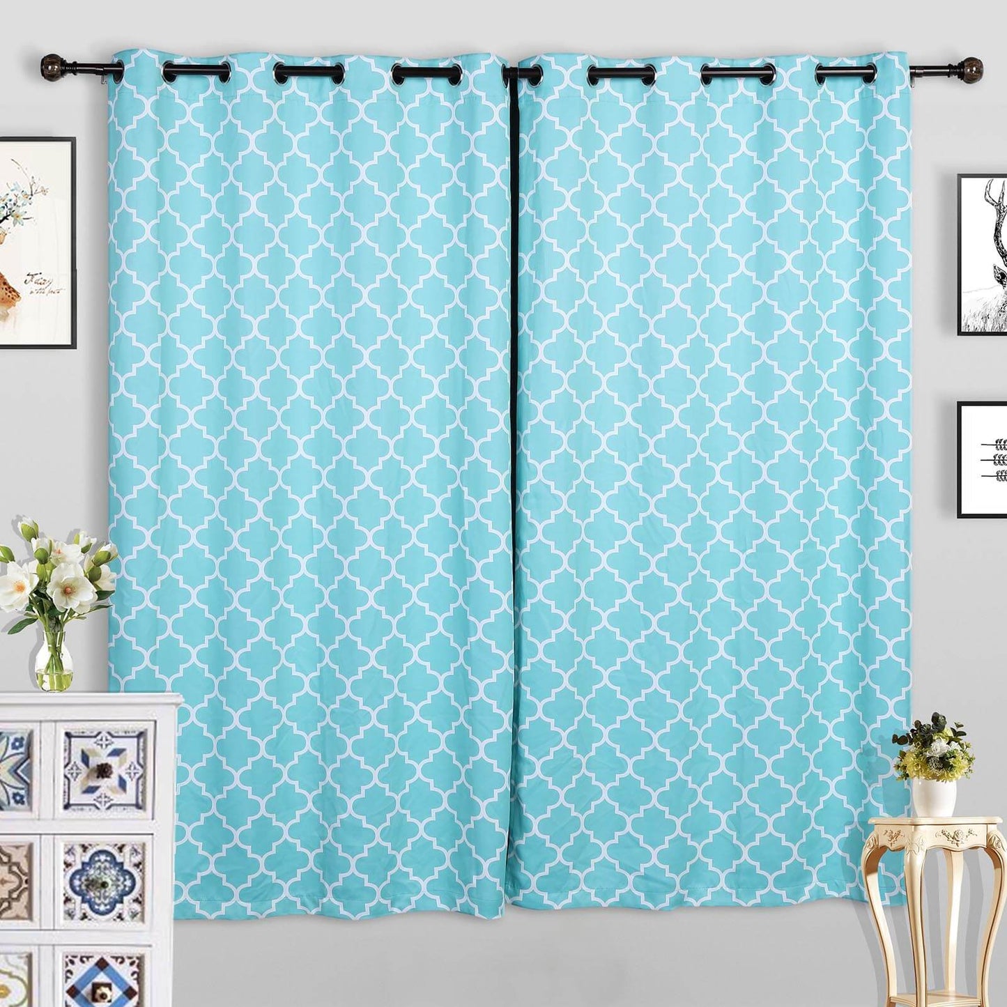 42"-126" Adjustable Curtain Rod Set, Chocolate Brown, Marble Finials