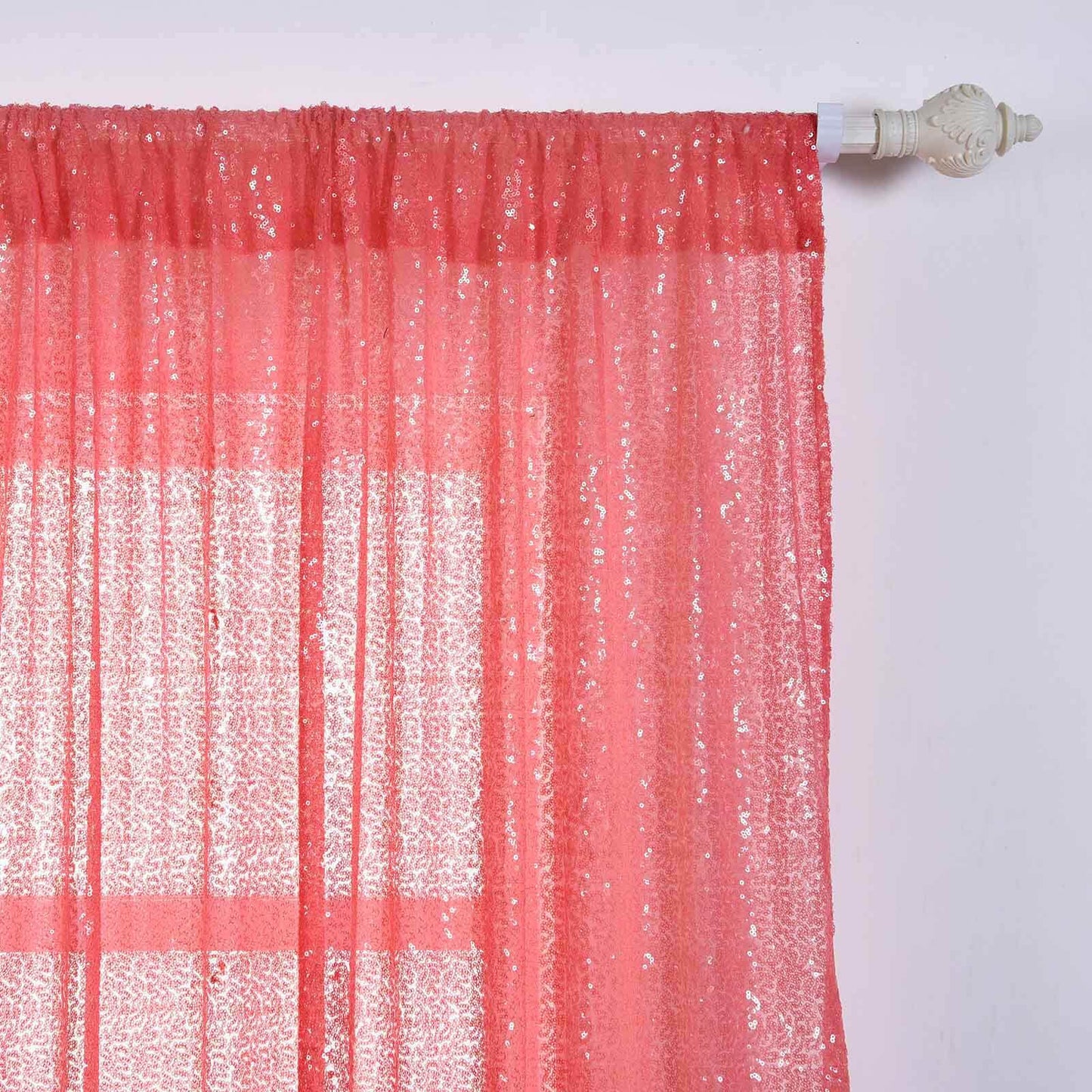 2 Pack Coral Sequin Curtains With Rod Pocket Window Treatment Panels - 52"x84â€