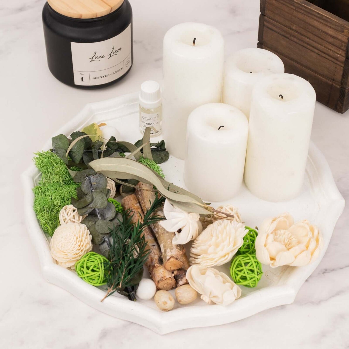 Set of Natural Potpourri Vase Fillers Dried Assorted with Vanilla Fragrance Oil - DIY Decorations