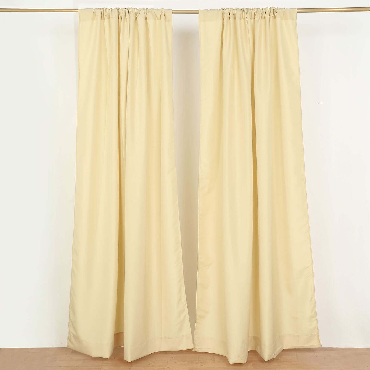 2 Pack Champagne Polyester Event Curtain Drapes, 10ftx8ft Backdrop Event Panels With Rod Pockets 130 GSM