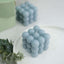 2-Pack Decorative Paraffin Wax Candles Bubble Cube Design Dusty Blue - Unscented Long Burning Pillar Candle Set 2"