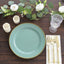 10-Pack Plastic 10" Round Dinner Plates in Dusty Sage Green with Gold Beaded Rim - Disposable Party Plates for Banquets & Festive Occasions