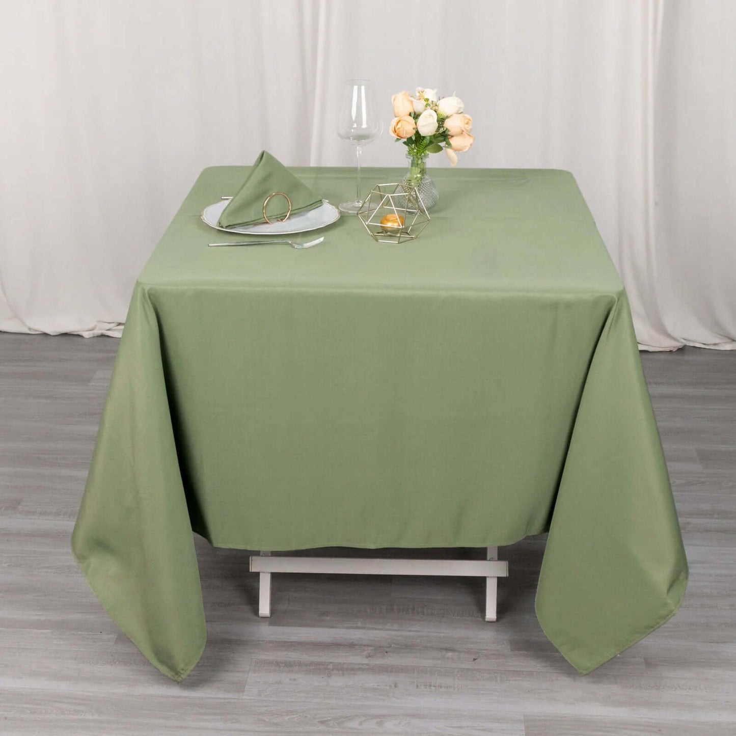 Premium Polyester Square Tablecloth 70"x70" Dusty Sage Green - 220GSM Wrinkle-Resistant Table Cover