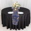 Sequin Mesh 12"x108" Table Runner Royal Blue/Gold Stylish Wave Embroidery