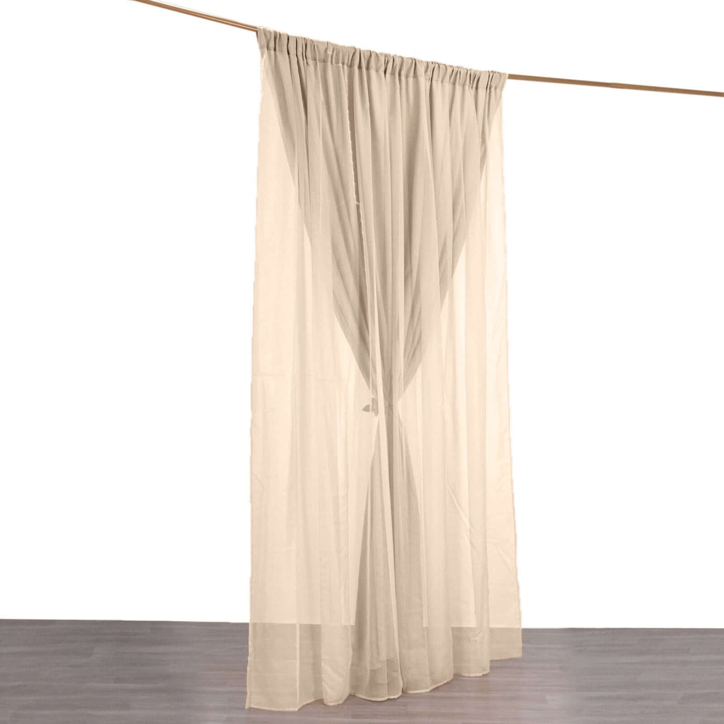 Nude Chiffon Polyester Event Curtain Drapes, Dual Layer Divider Backdrop Curtain Panels with Rod Pockets - 10ftx10ft