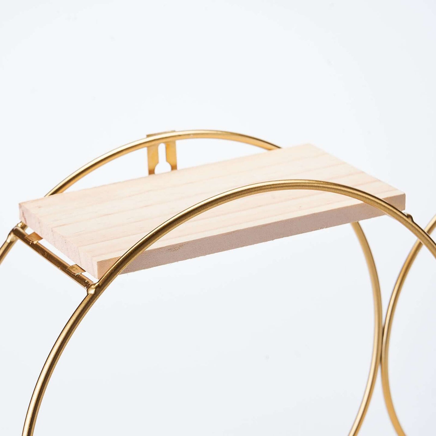 10"x18" 2-Tier Round Floating Shelf, Dessert Display Stand, Hanging Wall Shelf Gold With Double Hoop Design