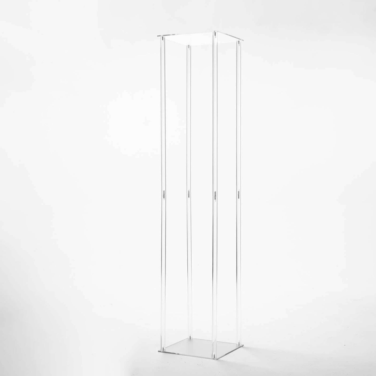 Acrylic Floor Vase Flower Stand with Square Mirror Base Clear - Decorative Wedding Column for Large Events 48"