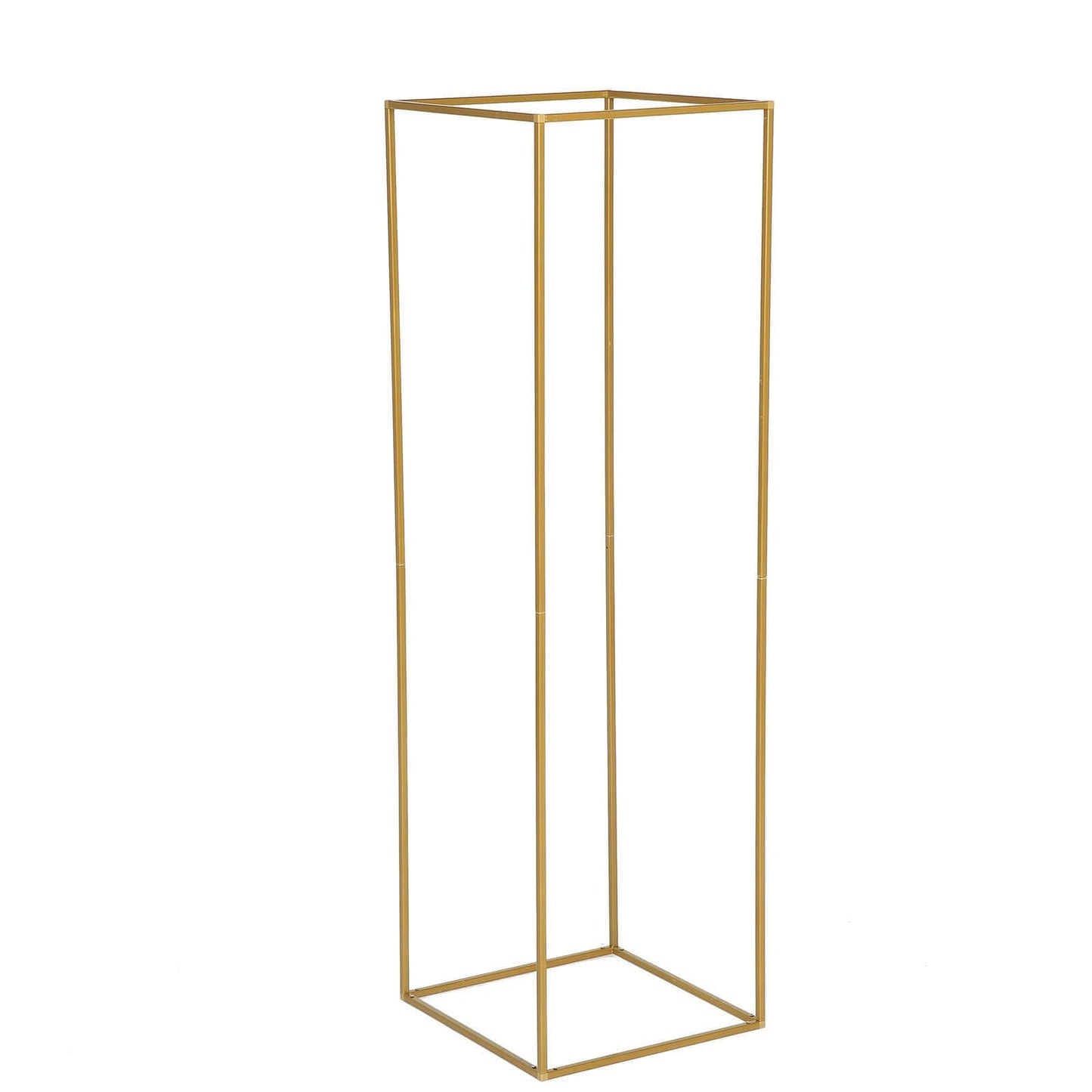 2-Pack Wedding Flower Stand Gold Metal Geometric Column Frame Rectangular - Versatile Floral Pedestal for Upscale Arrangements 48"