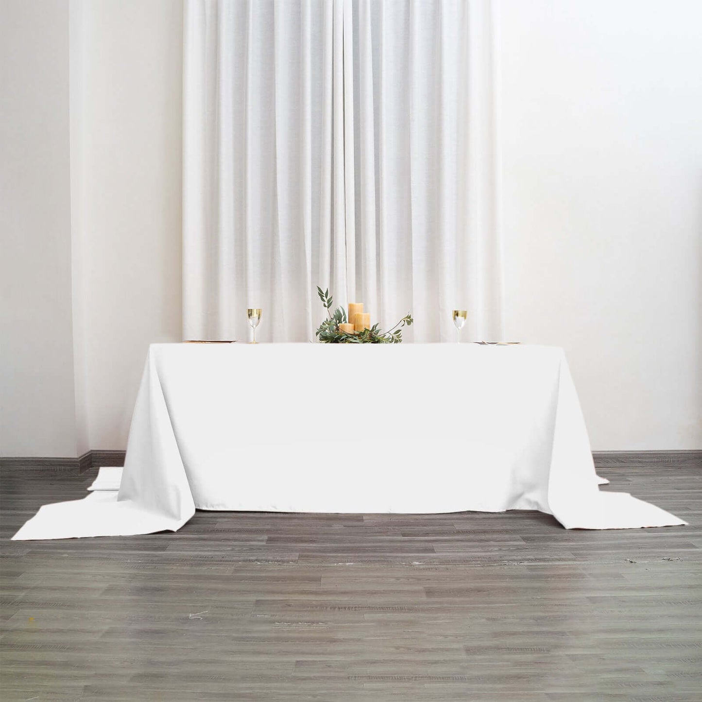 Polyester 90"x156" Rectangle Tablecloth White - Seamless Wrinkle-Resistant Design for Sophisticated Gatherings