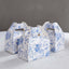 25 Pack White Blue Candy Gift Tote Gable Boxes in French Toile Pattern, Party Favor Treat Boxes - 6"x3.5"x7"