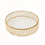 18" Round Gold Cake Stand with Hanging Crystal Beads and Glass Top â€“ Metal Dessert Display Tray