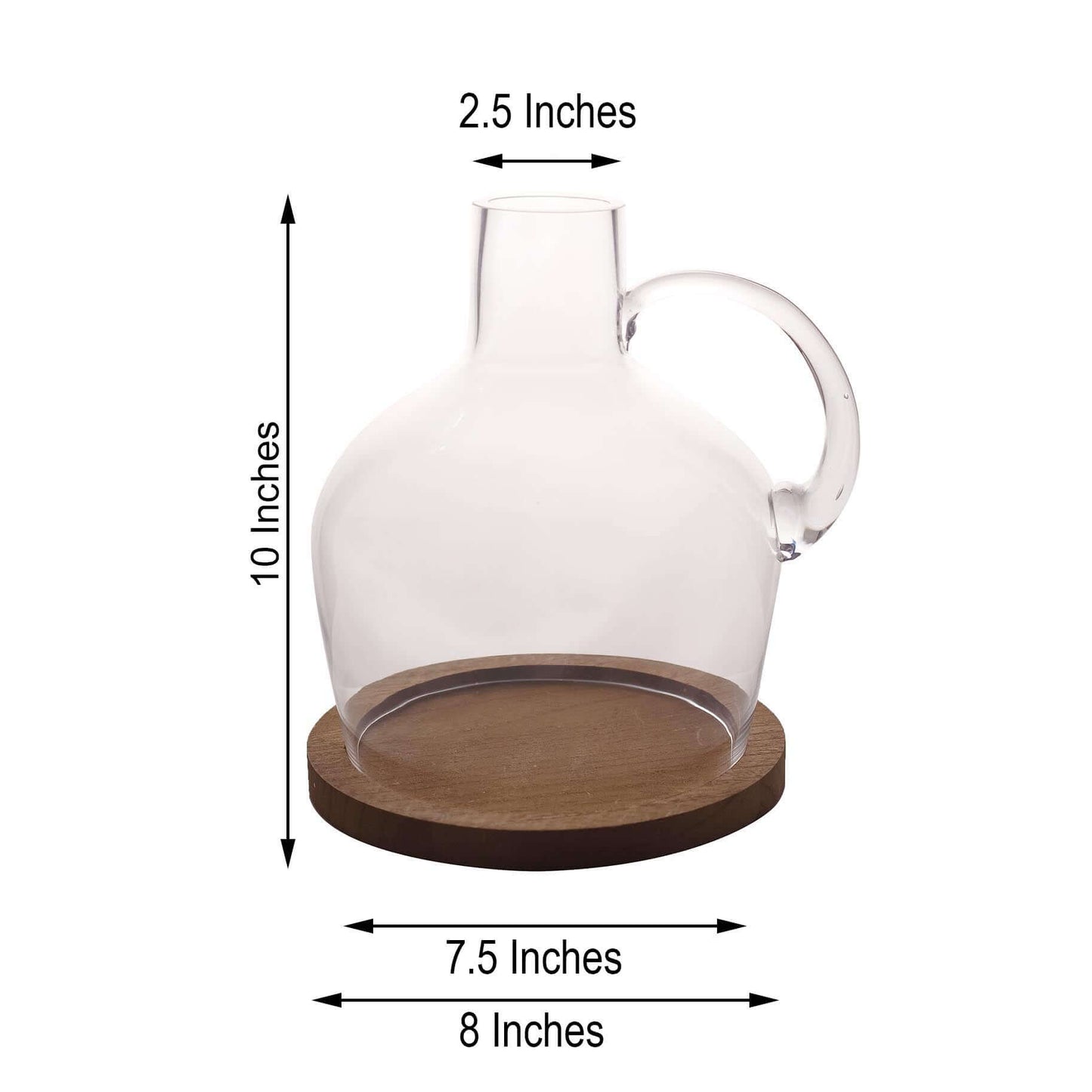 Glass Candle Holder Cloche Jar Dome Clear with Wooden Base - Stylish Centerpiece for Floral Displays 10"