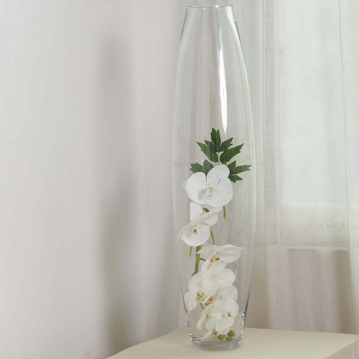 Glass Vase Cylinder Design Tapered Clear - Durable Heavy Duty Flower Centerpiece for Events 31"