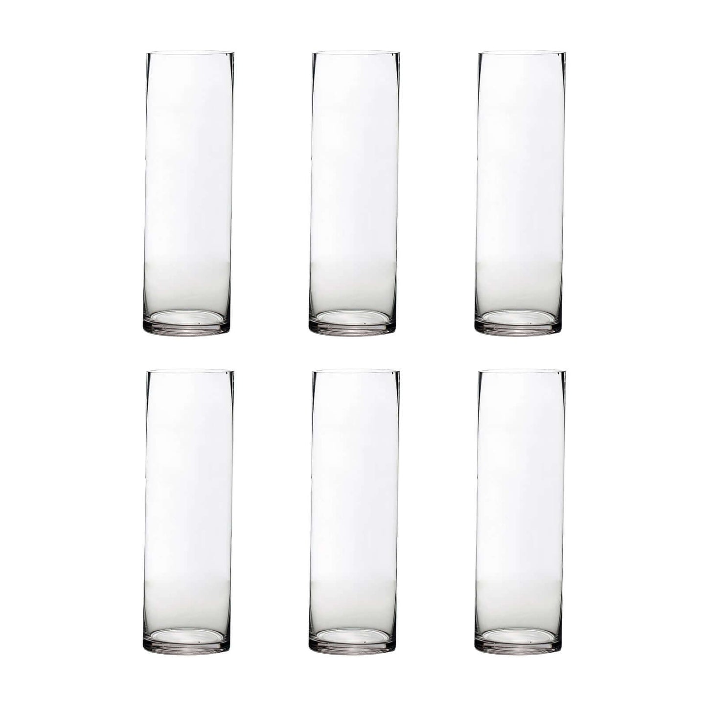 6-Pack Glass Flower Vases Cylinder Design Heavy Duty Clear - Stylish Centerpieces for Weddings 16"
