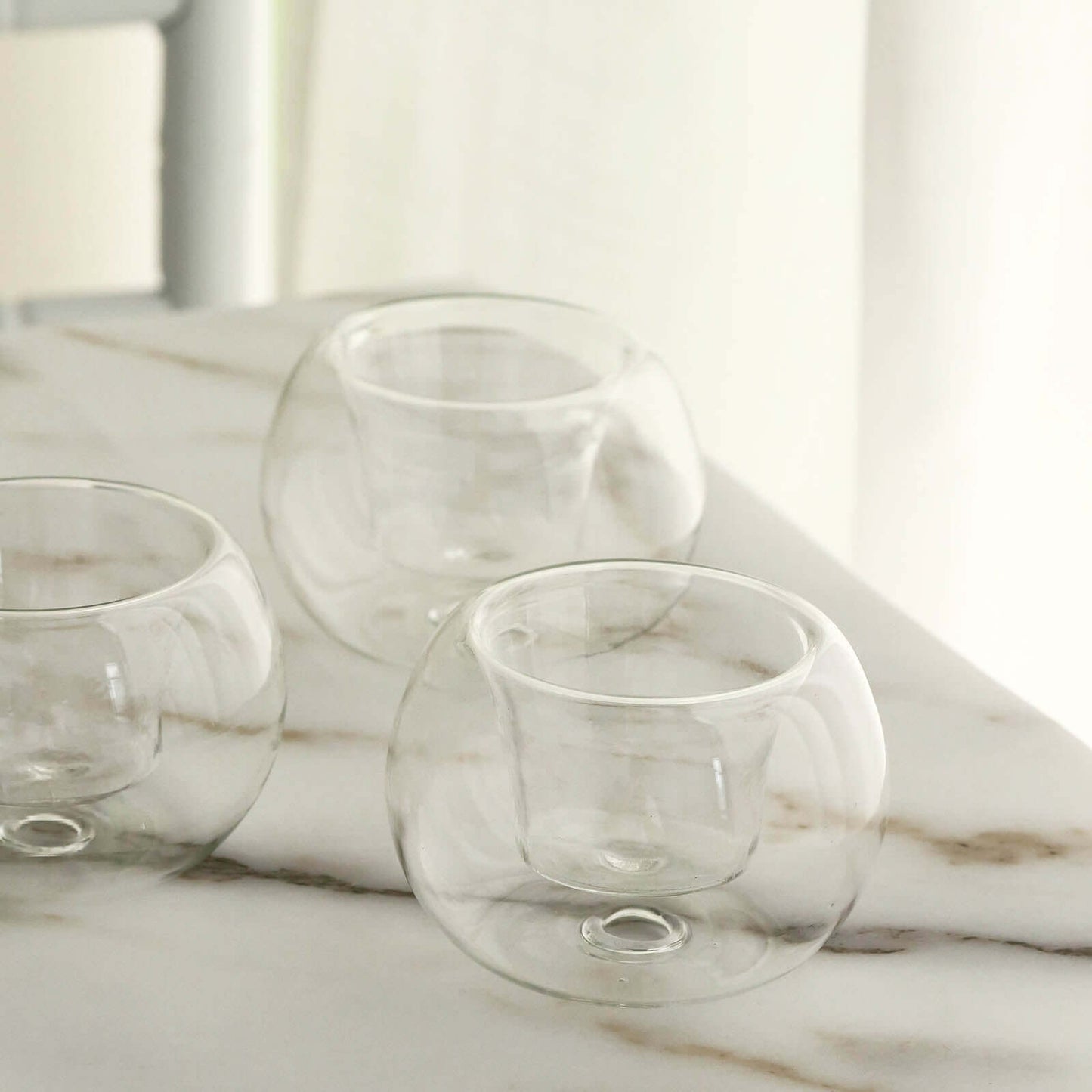 6-Pack Glass Tealight Candle Holders Crystal Clear Globe Design - Votive Candle Holders for Events 3"