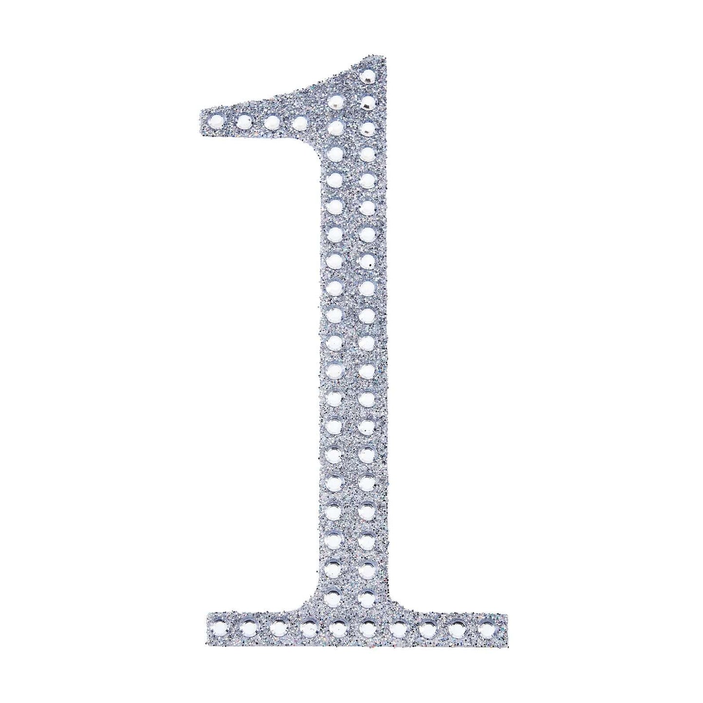 Decorative Rhinestone Number "1" Stickers, Glitter Adhesive Craft Numbers Silver DIY Sparkle Embellishments 8"