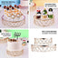 Metal Cake Stand Geometric Diamond Cut Design Gold with Glass Top - Dessert Display Riser 14"