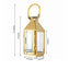 Stainless Steel Candle Lantern Crown Top Design Gold - Outdoor Metal Patio Lantern Centerpiece 8"