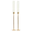 2-Pack Gold Metal Taper Candlestick Holders, Clear Glass Hurricane Candle Stands With Chimney Candle Shades 24"