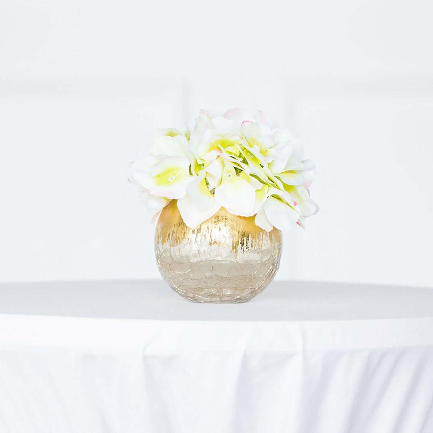 Glass Bud Vase Gold Foiled Crackle Bubble Bowl - Classy Floral Centerpiece for Weddings 4"