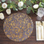 10-Pack Table Placemats Embossed Foil Flower Design Metallic Gold Round - Sheer Organza Disposable Mats 13"