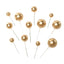 12 Pcs Cake Topper Picks Faux Pearl Ball Design Gold - Foam Balloon DIY Cupcake Decor Supplies Assorted Sizes