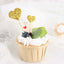 24-Pack Cupcake Topper Picks Heart Shaped Design Glitter Gold - Party Cake Toppers 4.5", 4"