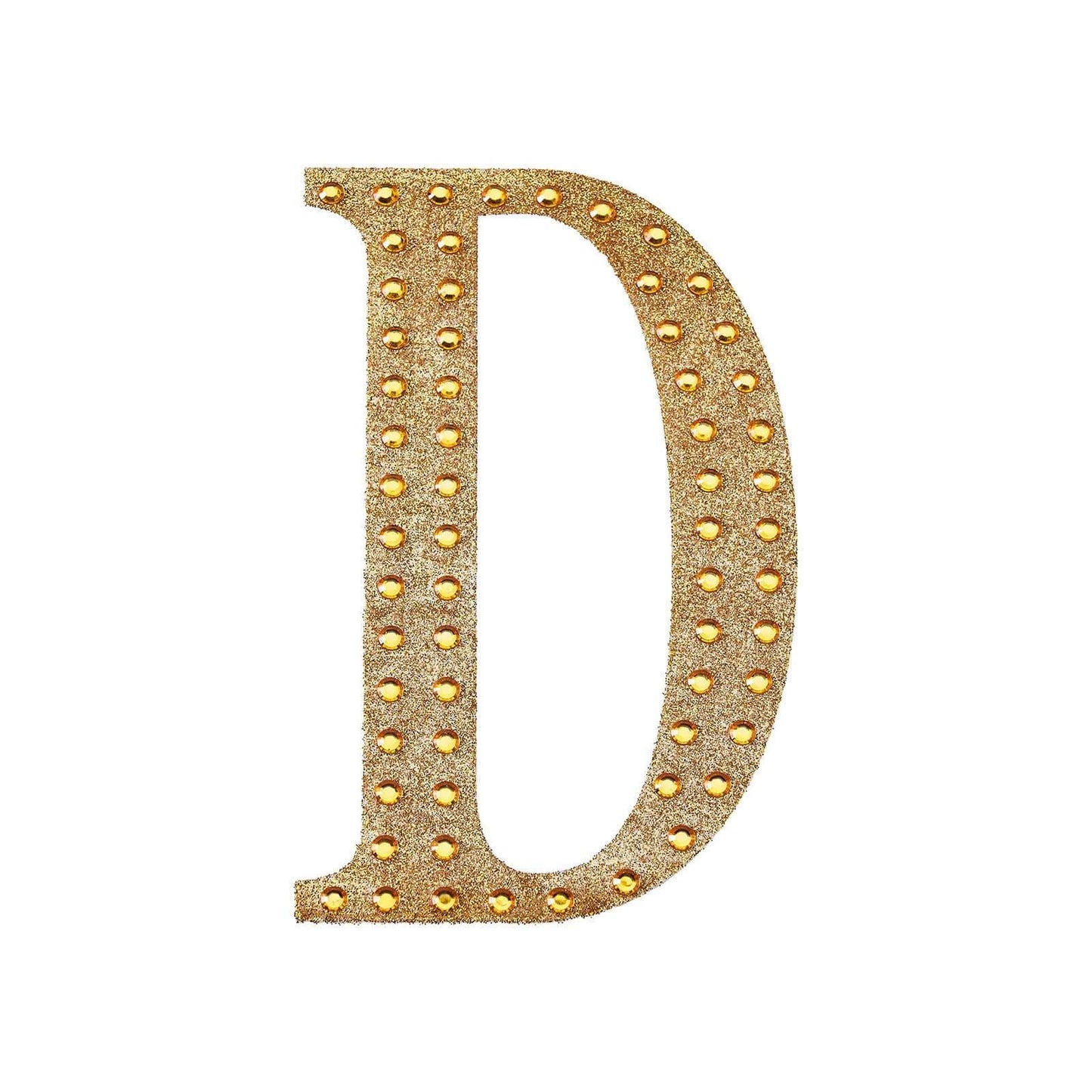 Decorative Rhinestone Alphabet "D" Letter Stickers, Glitter Adhesive Craft Letters Gold DIY Sparkle Embellishments 4"