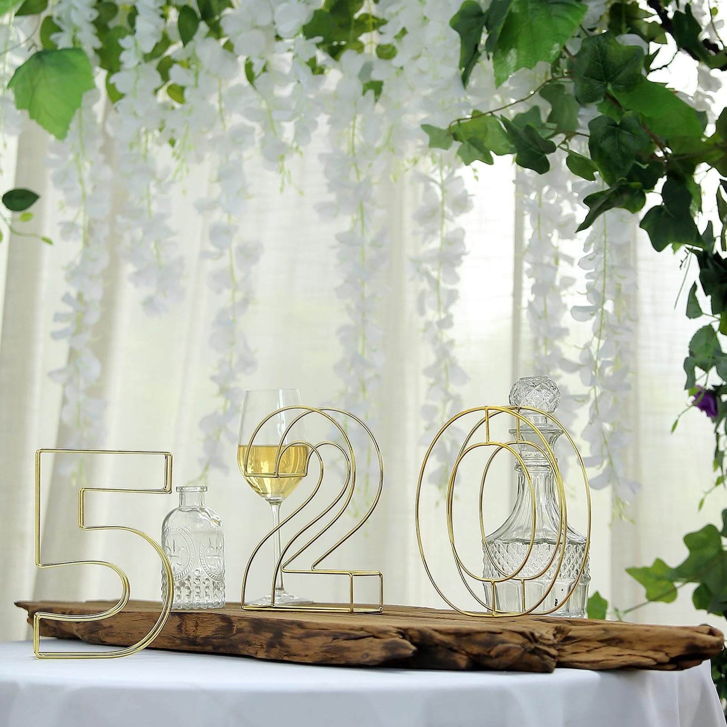 8" Tall Gold Freestanding 3D Decorative Wire Letter, Wedding Centerpiece - P