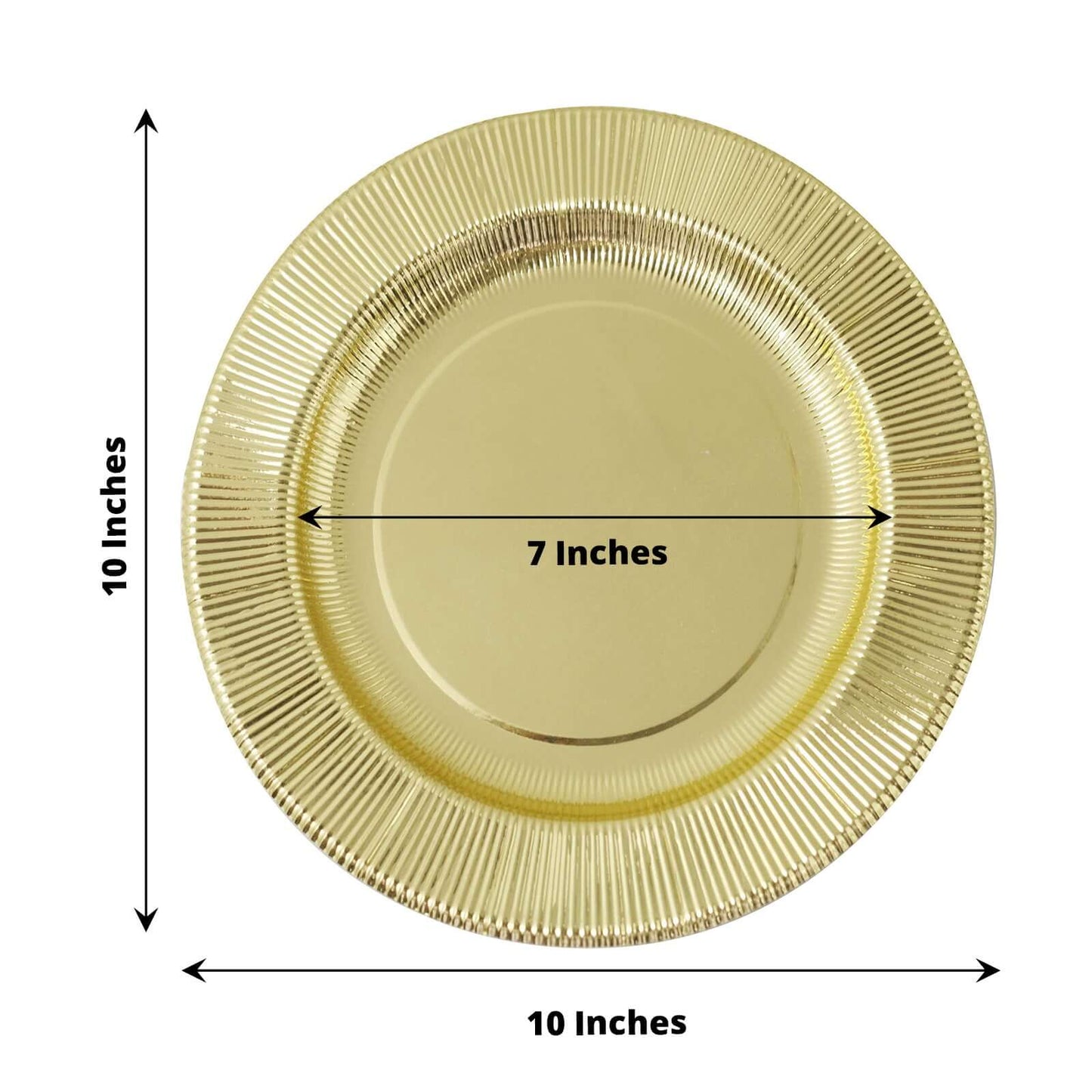 25-Pack Paper 10" Round Dinner Plates in Metallic Gold Sunray Design - Disposable Heavy Duty 350GSM Party Plates