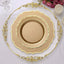 10-Pack Plastic 8" Round Dessert Plates in Gold with Gold Scalloped Rim - Disposable Appetizer/Salad Plates