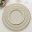 25-Pack Paper 8" Round Dessert Plates in Taupe Sunray Design with Gold Rim - Disposable Heavy Duty 350GSM Appetizer Salad Plates
